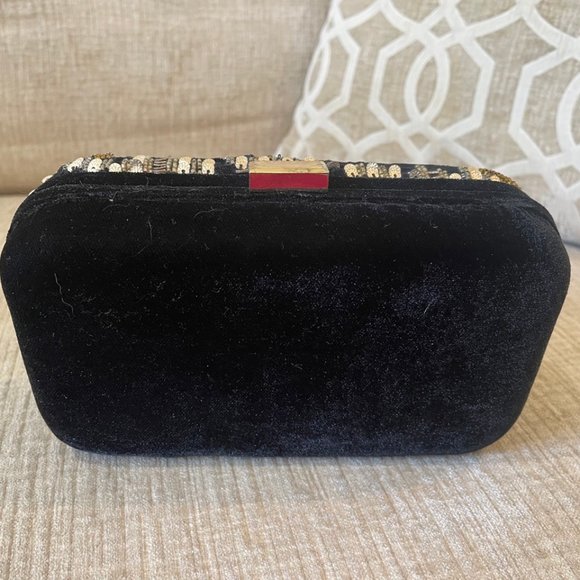J. Crew small black velvet and gold, silver, copper sequin cross body clutch - Picture 3 of 6
